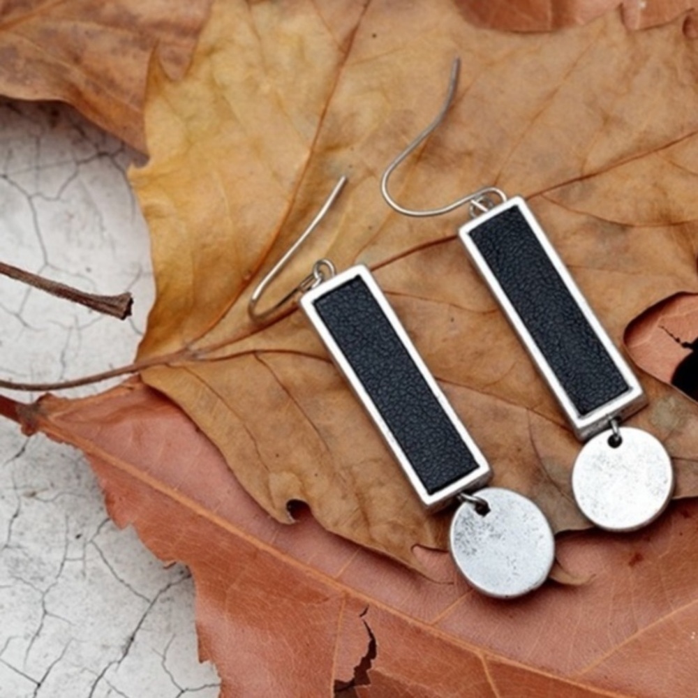 Silver Leather Earrings